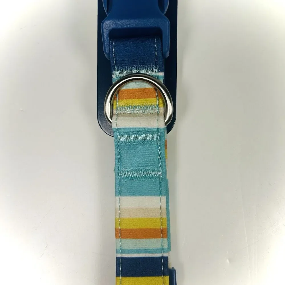 YOULY The Artist Blue/Orange Stripe Dog Collar, Large. By Youly 16-21 NWT